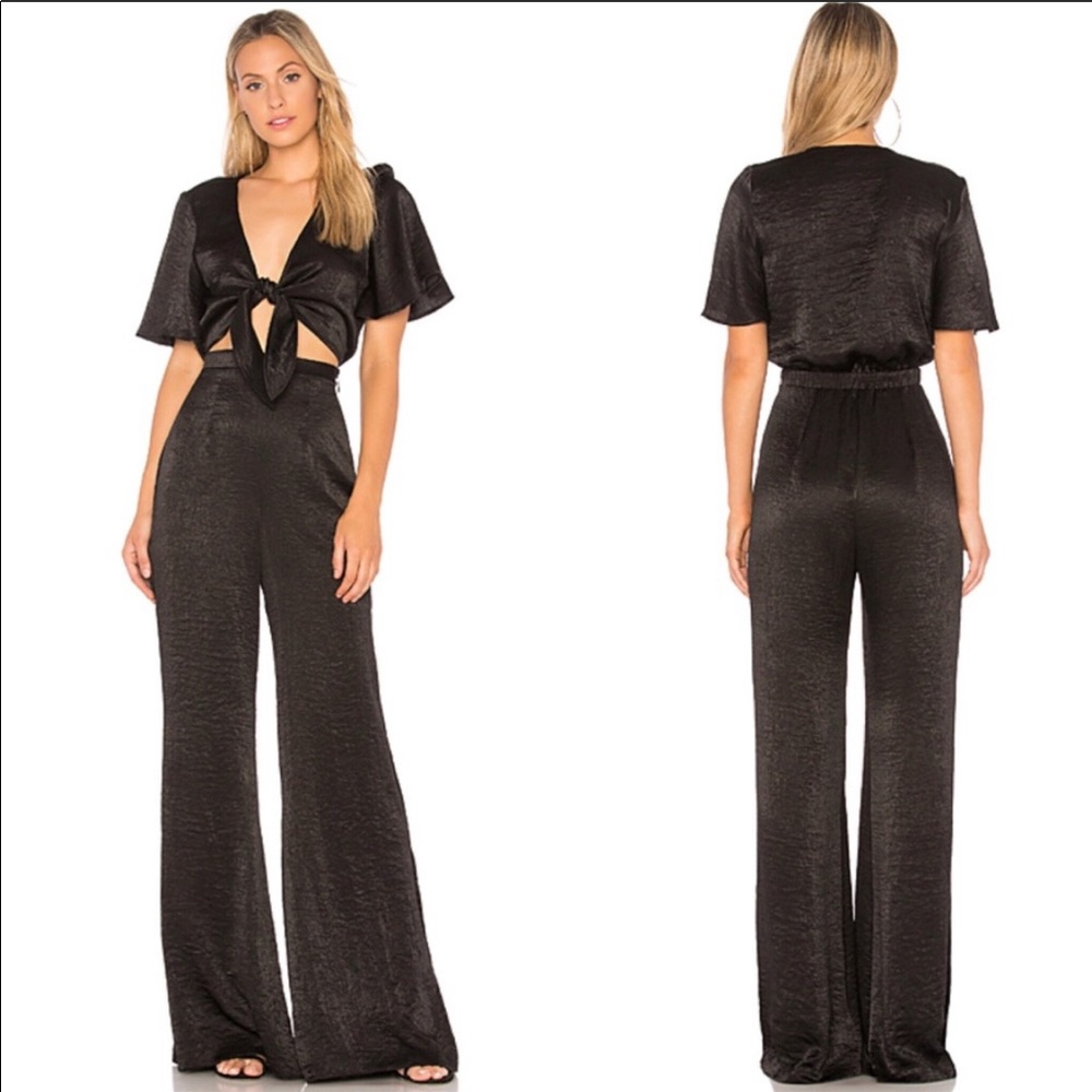 Show me your mumu jenna jumpsuit in black sateen